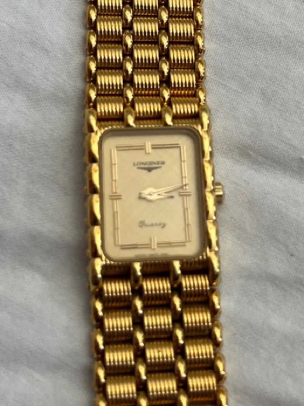 Longines Gold-Plated Women's Bracelet Watch with Rectangular Dial